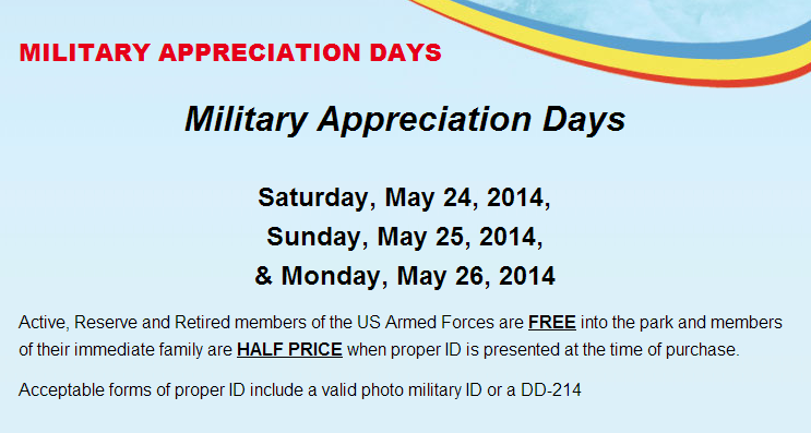 Funtown Splashtown Military Appreciation Days