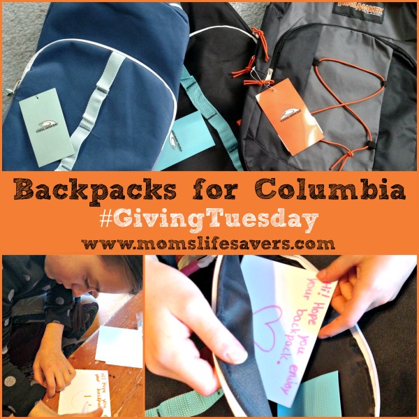 Backpacks for Colombia #GivingTuesday - Mom's Lifesavers